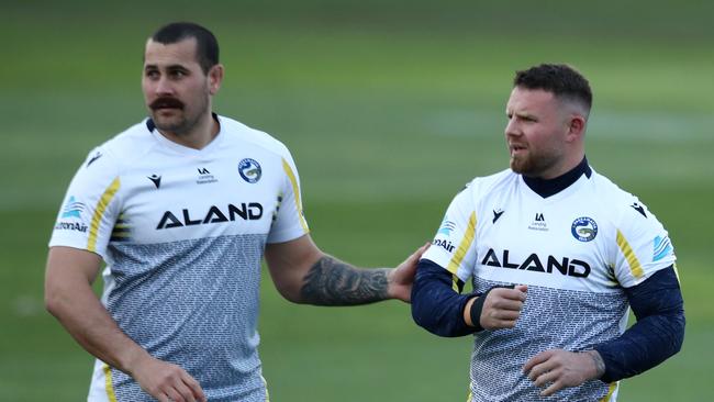 Reagan Campbell-Gillard (L) with recalled star Nathan Brown. Picture: Getty