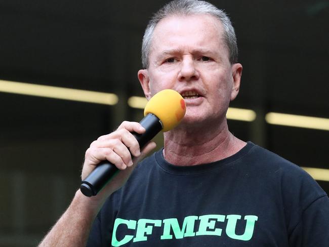 CFMEU QLD Boss Michael Ravbar, CFMEU protest march against the Cross River Rail project, Brisbane. Picture: Liam Kidston