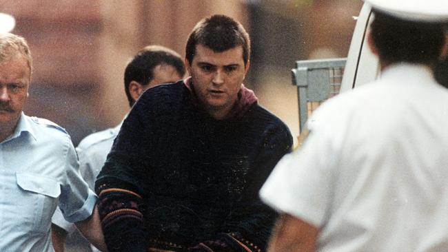 Frankston serial killer Paul Denyer being taken away by police. Picture: supplied