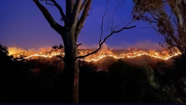 The Flowerdale fire on Tuesday night. Picture: @jp — pix — 1973 @7Newsmelbourne Instagram.