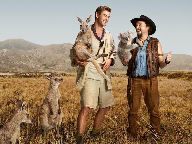 Chris Hemsworth and US Comedy Actor Danny McBride in a promo shot for the Tourism Australia ‘Dundee’ advert.