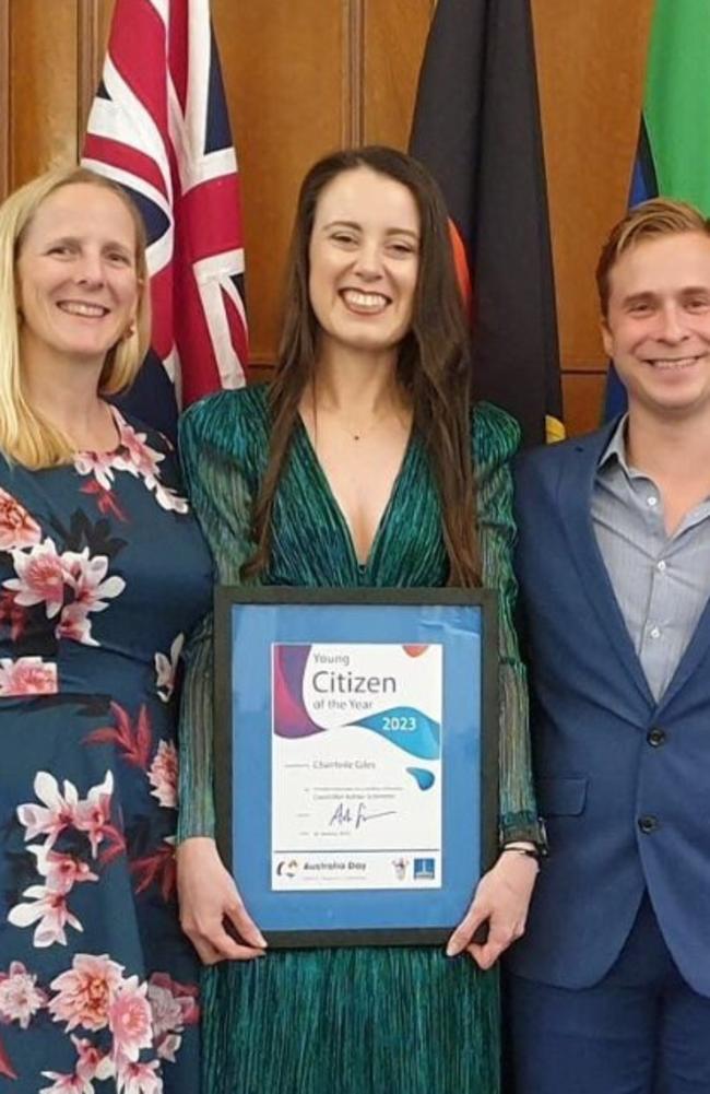 Chantelle Giles (middle) was Brisbane City Council's 2023 joint Young Citizen of the Year winner. Picture: Facebook/Chantelle Giles