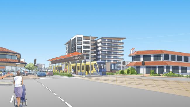 The State Government prefers the tram travel through central Palm Beach. Picture: Supplied