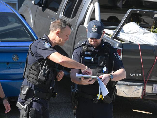 Police at the property on August 29. Picture, John Gass