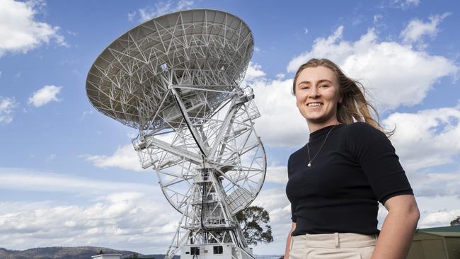 UTAS PhD candidate Georgia Stewart is researching and creating computer simulations of the jet propulsions of supermassive black holes at the centre of galaxies across the universe. Picture: Chris Kidd