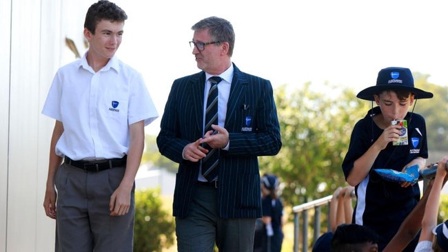 Australian Christian College Marsden Park student chatting with principal Brendan Corr. Picture: Supplied