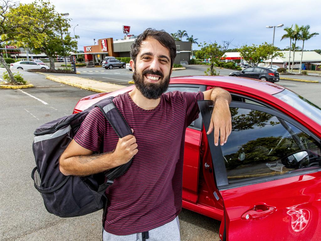 Gustavo Sanches is working as a courier for 'Drive Yello'. Picture: Richard Walker