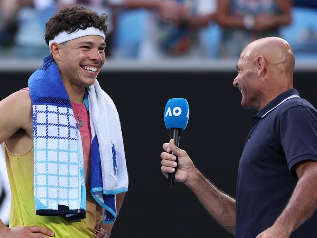 Shelton had an awkward interview with Roger Rasheed. Picture: Cameron Spencer/Getty Images