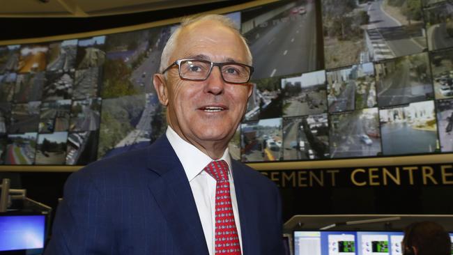 Malcolm Turnbull on a visit to the Traffic Management Centre in Sydney today. Picture: AAP