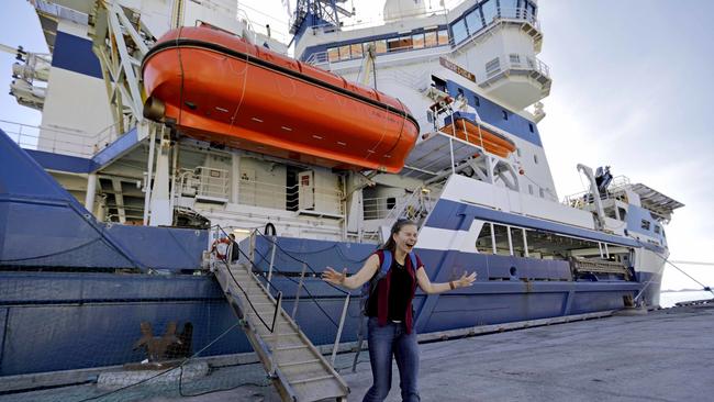 <s1>Researcher Daria Gritsenko steps on to land for the first time since setting sail aboard the Finnish icebreaker MSV <i>Nordica</i> as it arrives in Nuuk, Greenland, after traversing the Northwest Passage</s1>                        <ld pattern=" "/>                        <source>. Picture: AP PHOTOS</source>                                             <source/>