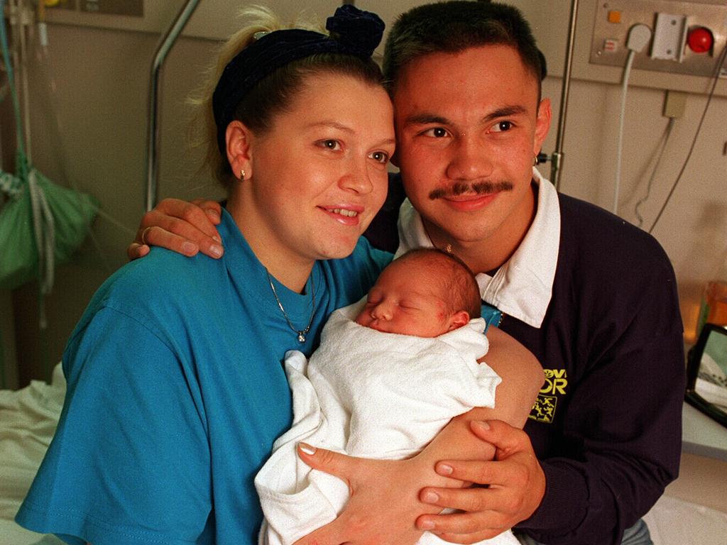 Kostya and Natalia Tszyu with baby Tim at St George Hospital in November 1994.
