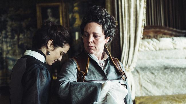 Rachel Weisz and Olivia Coleman, right, in a scene from the film The Favourite. Picture: AP