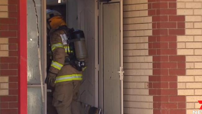 A house is severely damaged after a fire at Paralowie on Saturday. Picture: 7 News Adelaide