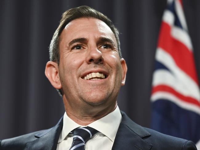 CANBERRA, Australia - NewsWire Photos - September 30, 2024: Treasurer Jim Chalmers and Finance Minister Katy Gallagher hold a press conference about the Final Budget Outcome released today at Parliament House in Canberra. Picture: NewsWire / Martin Ollman