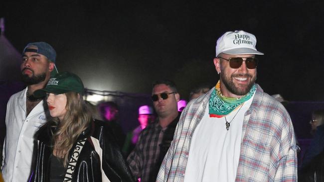 Taylor Swift and Travis Kelce at Neon Carnival held during the Coachella Music and Arts Festival in April. Picture: Getty Images.