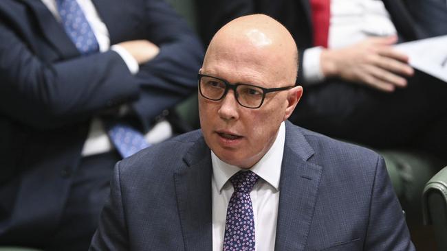 Opposition Leader Peter Dutton paid tribute to the victims and survivors of institutional child sexual abuse. Picture: NCA NewsWire / Martin Ollman