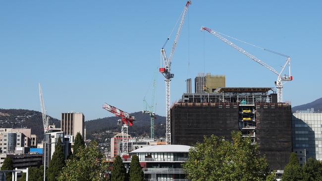 There have never been so many cranes on the Hobart skyline. Picture: NIKKI DAVIS-JONES