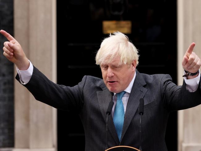 LONDON, ENGLAND - SEPTEMBER 06: British Prime Minister Boris Johnson delivers a farewell address before his official resignation at Downing Street on September 6, 2022 in London, England. British Prime Minister Boris Johnson is stepping down following the election of Liz Truss, the former foreign secretary, as Conservative Party leader. (Photo by Dan Kitwood/Getty Images)