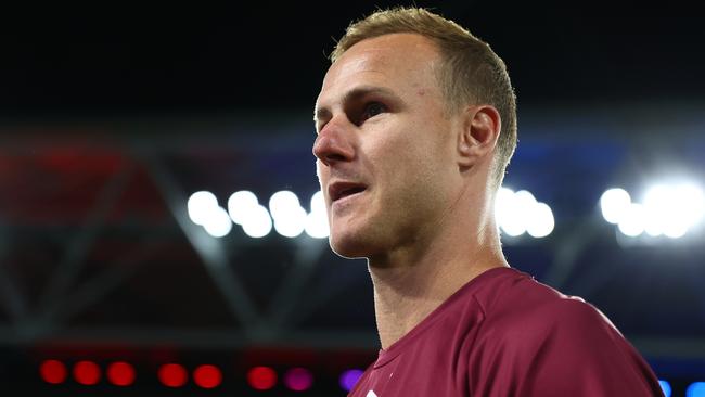 BRISBANE, AUSTRALIA - MAY 28: Daly Cherry-Evans  of the Maroons looks on ahead of game one of the Men's State of Origin series between Queensland Maroons and New South Wales Blues at Suncorp Stadium on May 28, 2025 in Brisbane, Australia. (Photo by Chris Hyde/Getty Images)