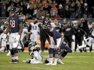 ON AN ISLAND: Chicago Bears kicker Cody Parkey was the butt of jokes after his field goal miss in the NFL playoffs. Picture: Nam Y. Huh