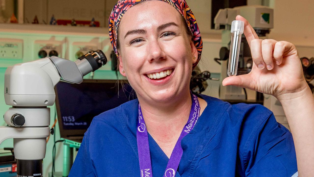 Emma Whatley has come full circle, working at the IVF laboratory where she was conceived. Picture: Tim Carrafa