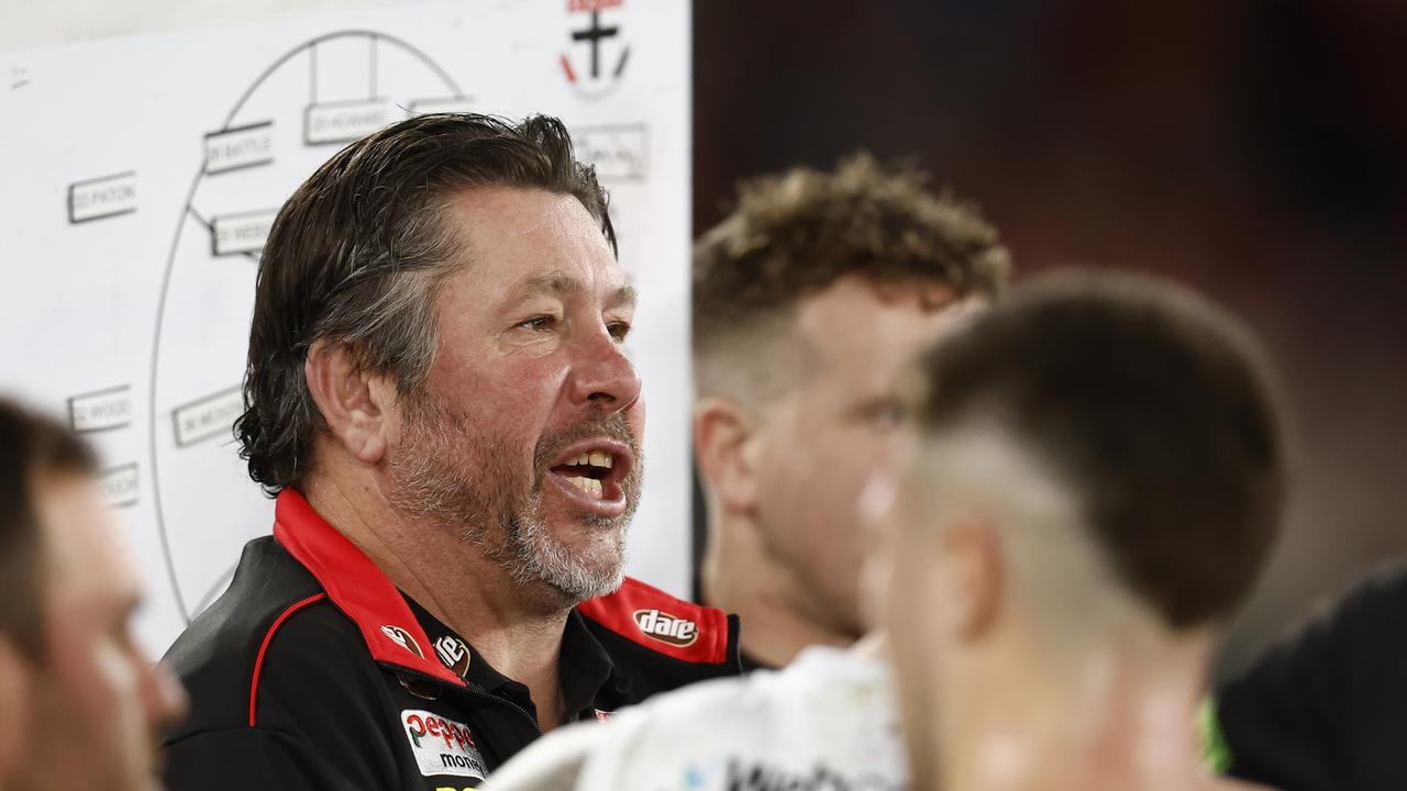 St Kilda coach Brett Ratten has gone for a couple of big ins to play against Essendon. Picture: Darrian Traynor/AFL Photos/Getty Images