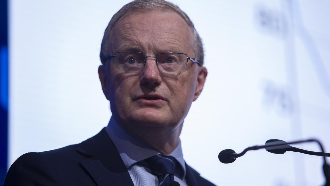 RBA Governor Philip Lowe addresses the Morgan Stanley Australia Summit the day after the 12th consecutive cash rate rise. Picture: NCA NewsWire / Christian Gilles