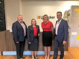 NEW ERA: LJ Hooker state director Steve Mutton (left), Mackay business manager Tara Smyth, principal licensee Fum Walters and the company's executive chairman Janusz Hooker mark the opening of LJ Hooker's Mackay branch. Picture: Mitchell Bazley