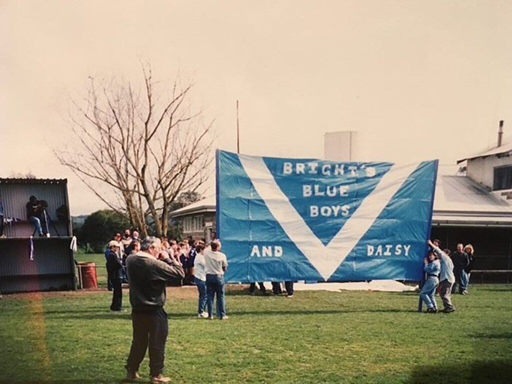 A banner from Pearce’s junior days at Bright.