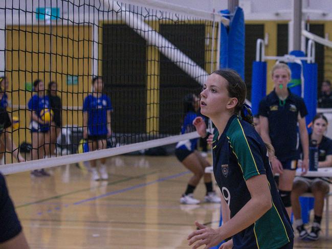 Cavendish Road SHS V Brighton SHS in the The Australian Volleyball Schools Cup is being played at the Gold Coast Sports and Leisure Centre in Carrara. Picture: Glenn Campbell