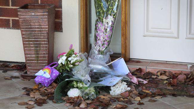 Flowers left at Ms Smith’s Kensington Park home. Picture: Dean Martin