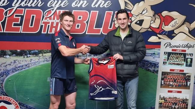 Todd Lewis (right) has returned to West Gambier after a stint at PHOS Camden in the Adelaide Footy League. Picture: West Gambier Football Club