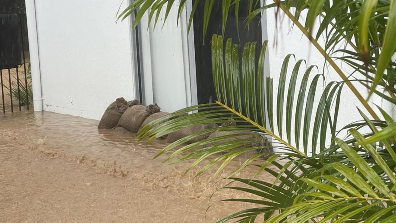 Cairns floods 2023: Apartments on Clifton Rd at Clifton Beach were on the brink of being flooded at noon on December 17. Picture: Bronwyn Farr