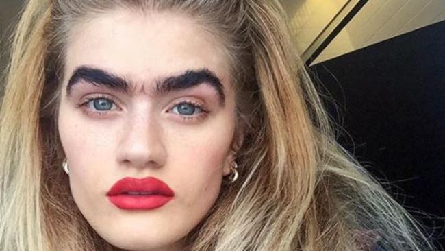 Model Sophia Hadjipanteli is bringing the monobrow into fashio. Picture: Instagram.