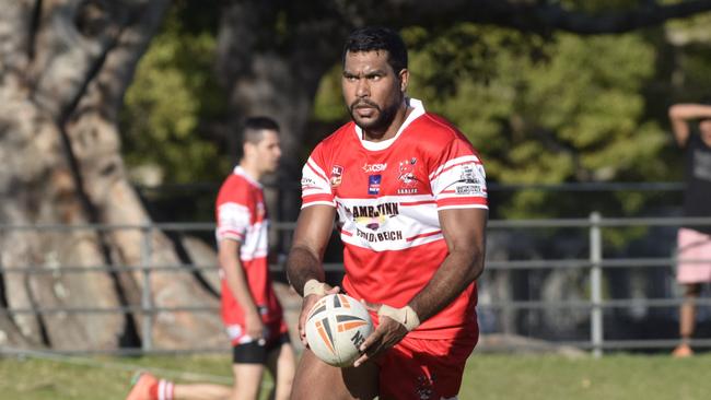 South Grafton Rebels' five eighth Hughie Stanley looks for outside options in their match against the Woolgoolga Seahorses.