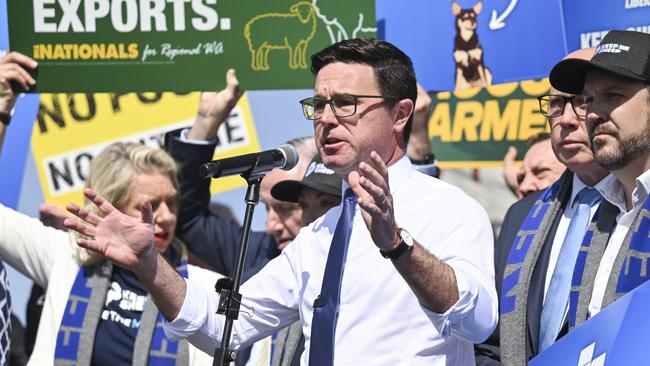 Nationals leader David Littleproud addresses the National Farmers' Federation rally at Parliament House in Canberra. Picture: Martin Ollman/NewsWire