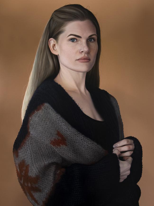 A portrait of actor Bonnie Sveen, painted on copper, by artist Sebastian Galloway. Picture: Supplied