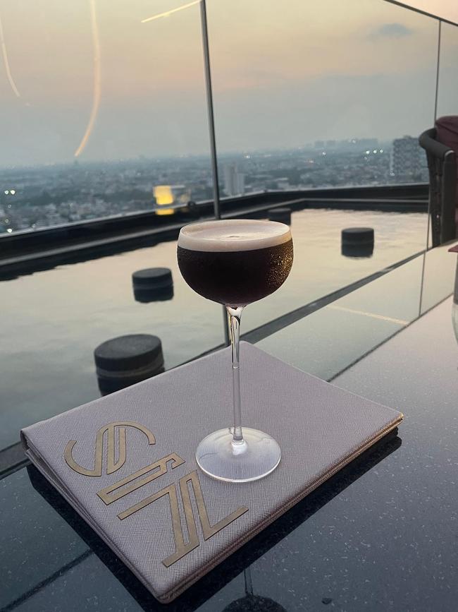Cocktails at the Avani Riverside’s rooftop bar.