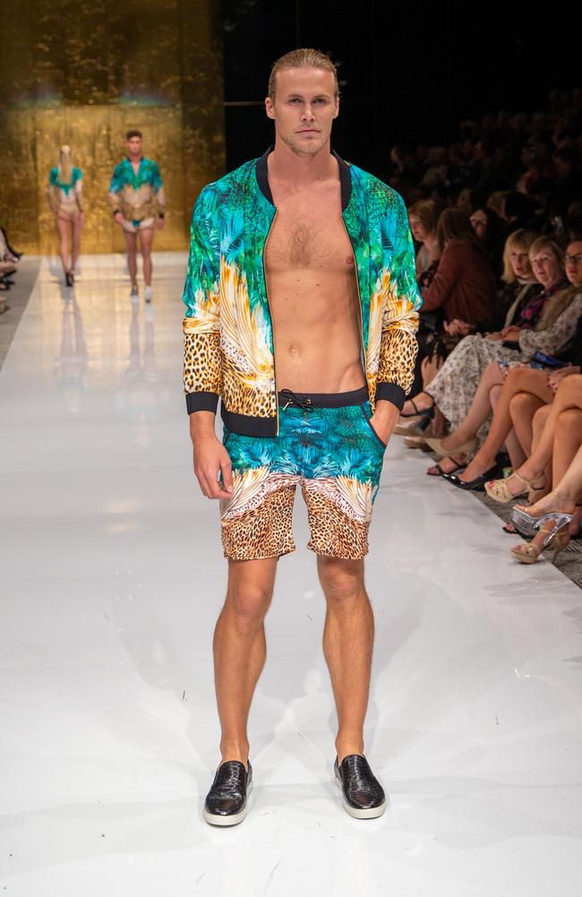 Jett Kenny on the catwalk for Aqua Blu in 2019.