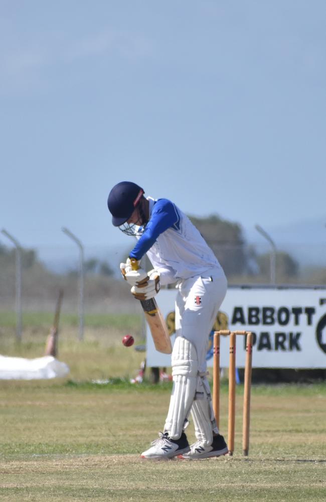 Proserpine U15s cricketer Grady Turner scores 101* in the Mackay Cricket Association competition, October 23, 2021. Picture: Matthew Forrest