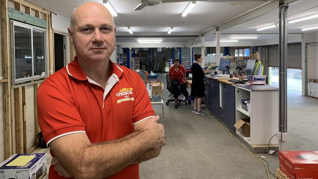 Managing director of Dolphin Office Choice in South Lismore, Jason Camidge, has spent thousands of dollars of his own money to rebuild and keep his staff employed. Picture: Cath Piltz