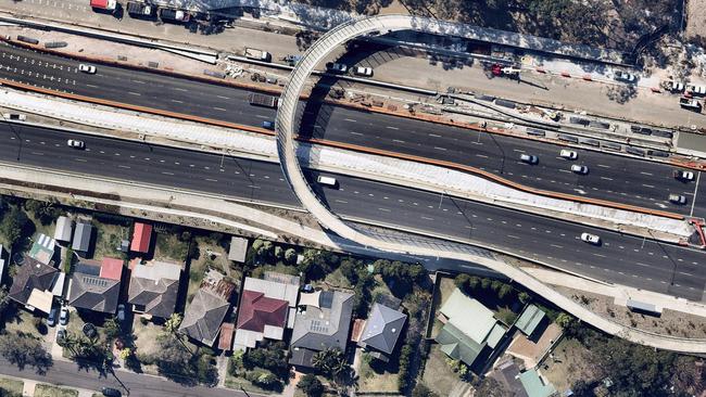 Karingal Crescent, during roadworks for the Northern Beaches Hospital. Part 4. Picture: nearmap