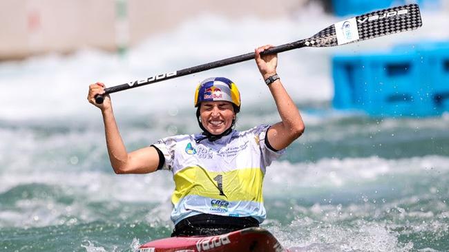 Australian paddler Jessica Fox after winning the women's C1 during the Slalom World Championships. Picture: AAP Image/Supplied by Paddle Australia