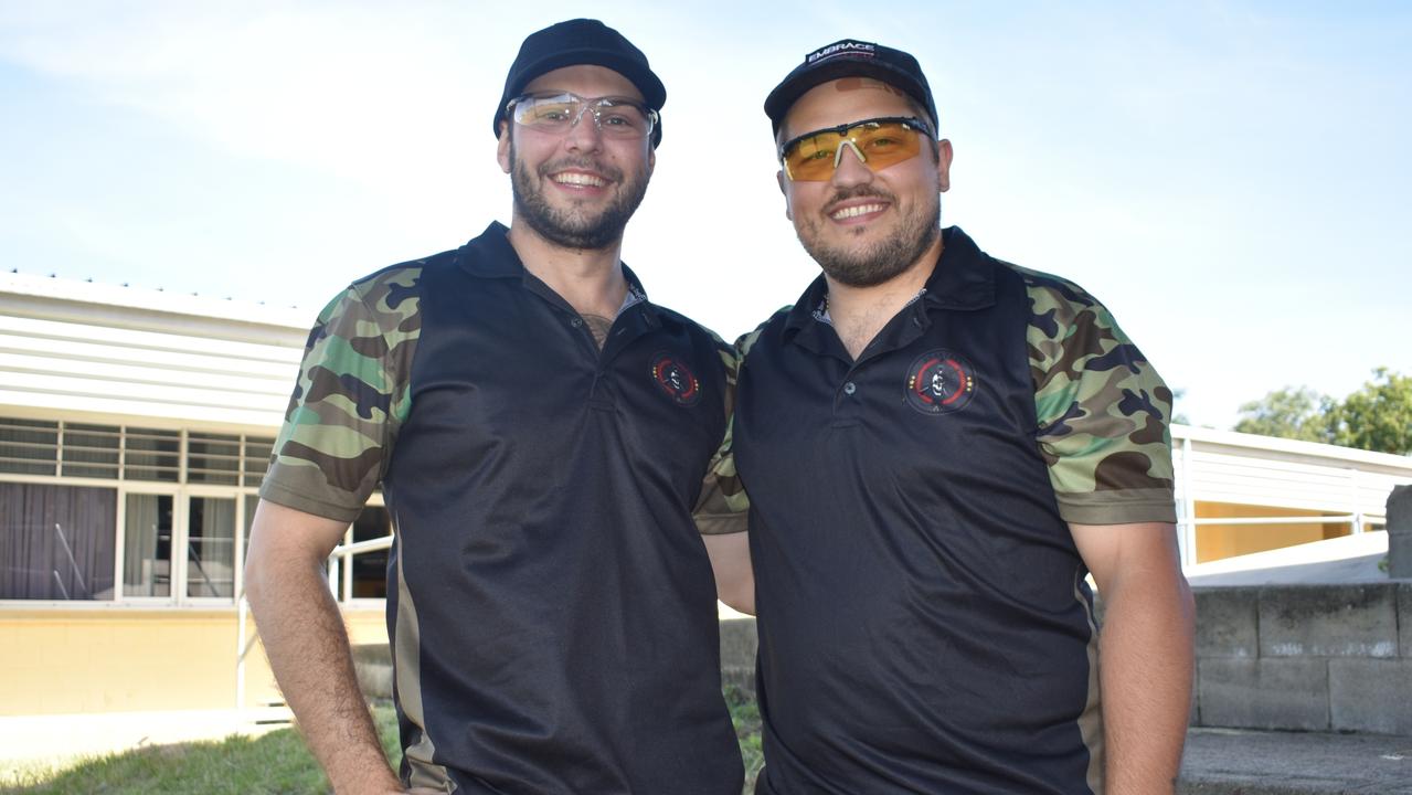 Brody Windsor, of Ooralea, and Christopher Hurry, of East Mackay, at Mackay Urban Gelsoft Games event at Mackay North State High School. The pair are part of Mackay Gel Ballers and have been taking part in the Adrenaline Games Qld events since they began about three years ago. Photo: Janessa Ekert