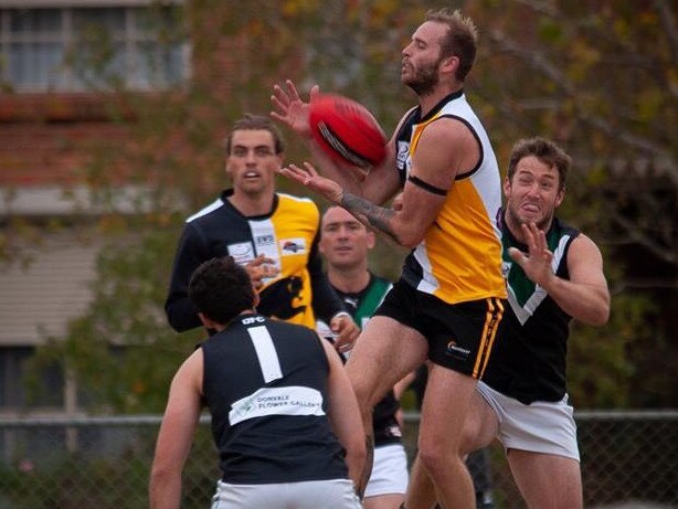 Ben Slattery goes up for a mark. Picture: John Stapleton 