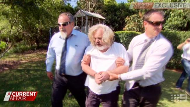 Peter Foster arrested at Byron Bay. Picture: A Current Affair footage