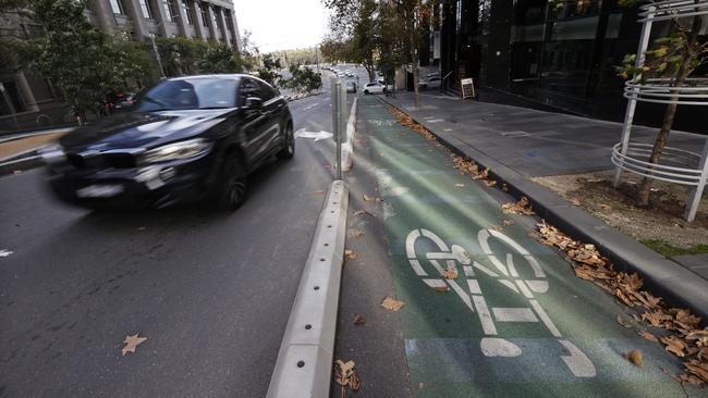 Bike lanes on Exhibition St in Melbourne. Picture: Alex Coppel