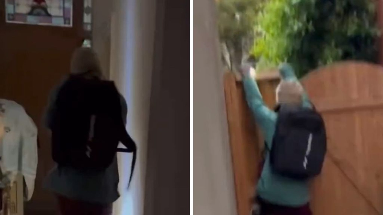 A woman recorded the moment she confronted an intruder in her home. Picture: X/3AW.