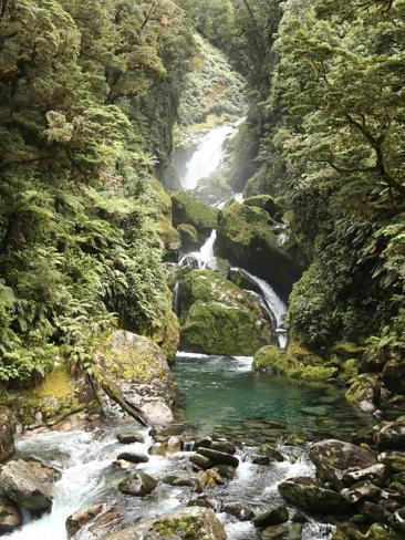 A waterfall along the Milford Track.