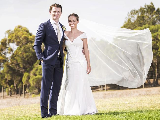 The Dangerfields on their wedding day. Picture: Nigel Hallett